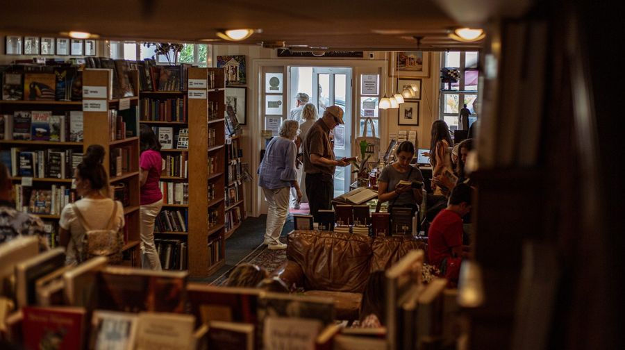 Readers browsing the shelves at Landmark Booksellers in Franklin, Tennessee