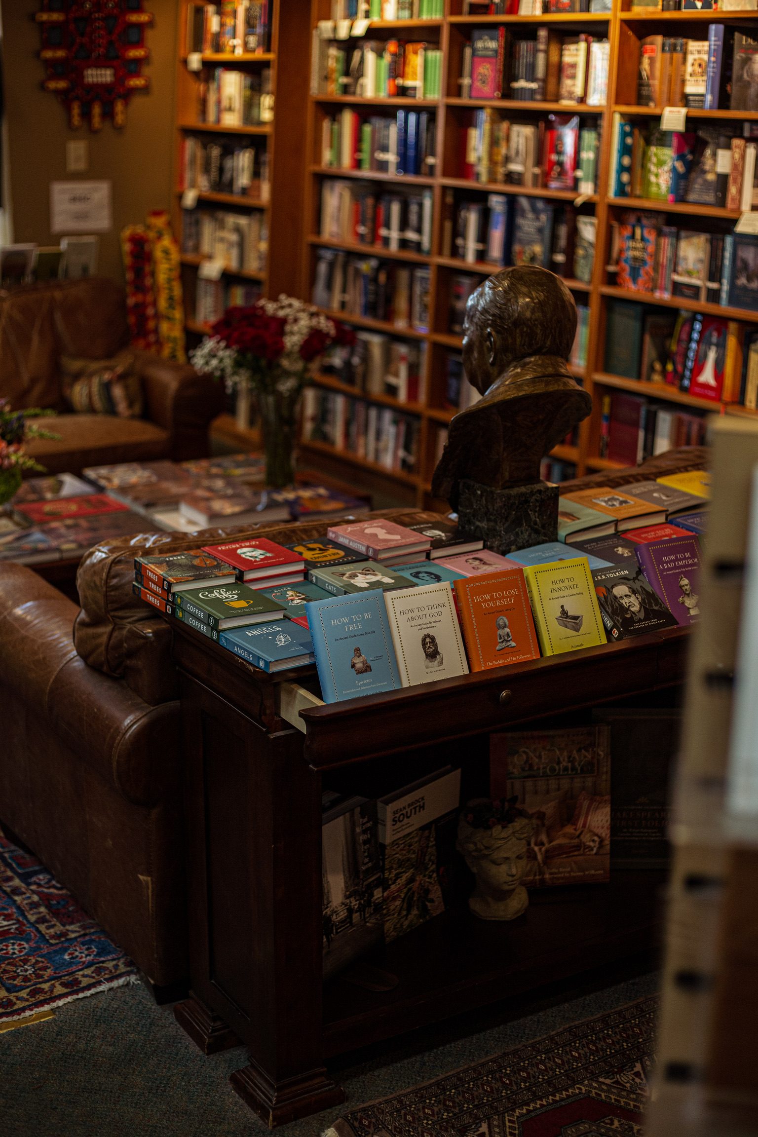 A curated display table